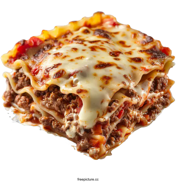 [Transparent Background PNG]Delicious Lasagna Closeup on transparent background