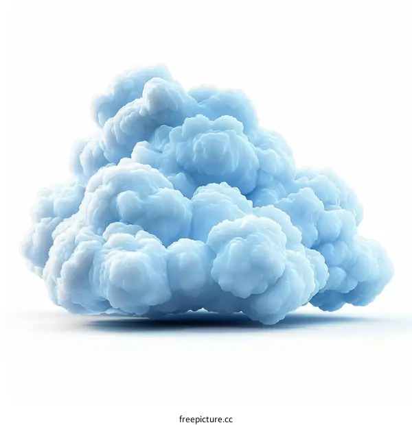 Single Blue Cloud on White Background