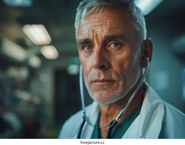 Portrait of a male doctor with stethoscope around his neck