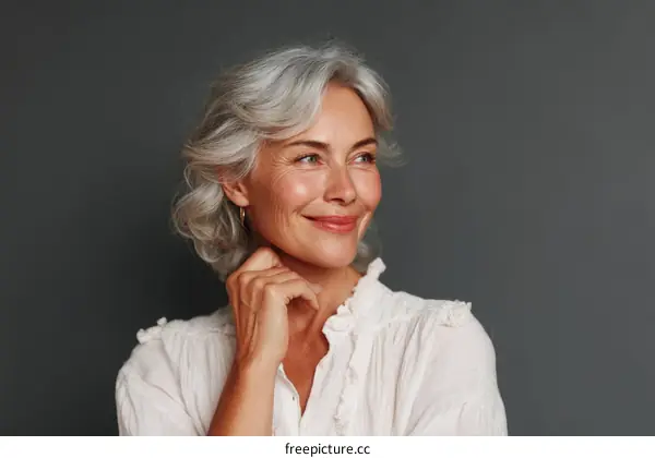 Elegant Senior Woman Portrait Against Dark Background