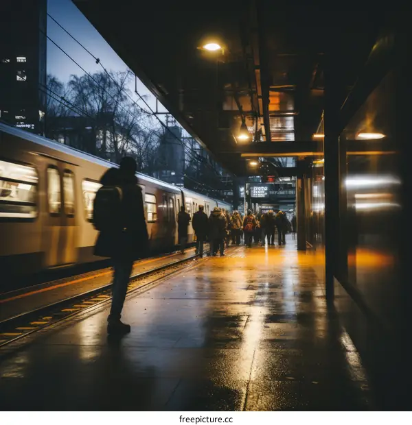 A group of diverse people waiting on a subway platform