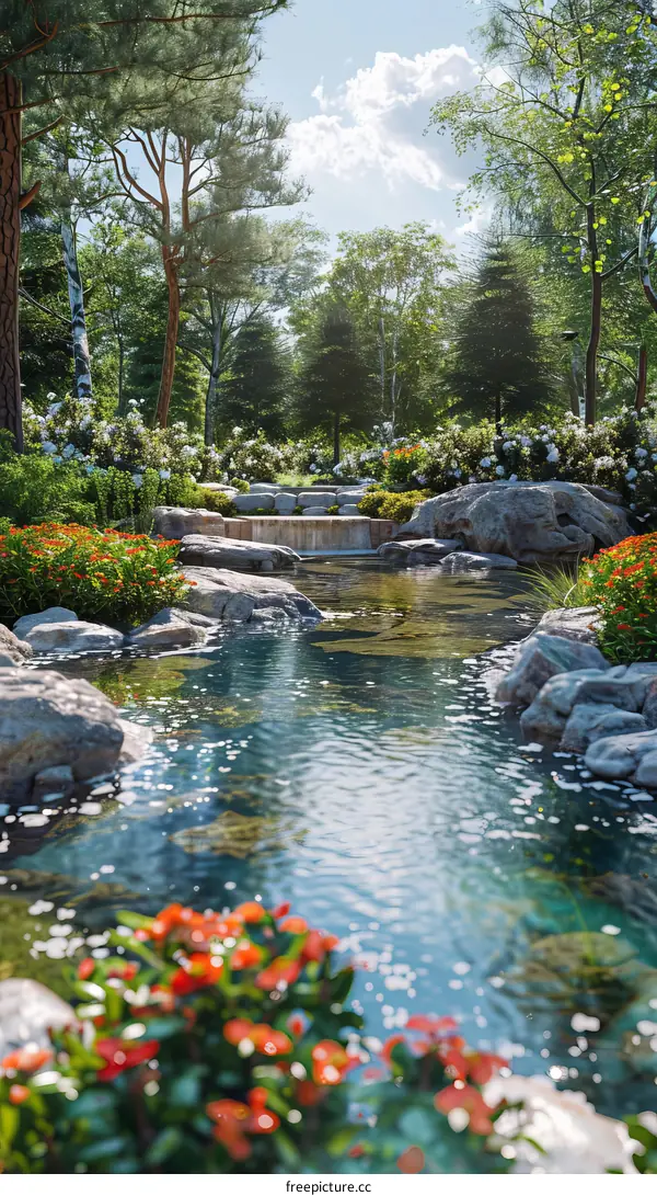 Azure Serenity: Verdant Forest and Tranquil Waters