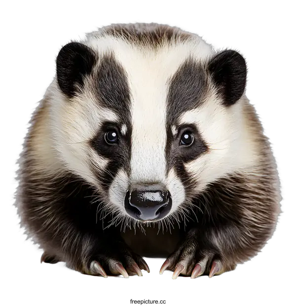[Transparent Background PNG]Close Up of a Badger with White Background