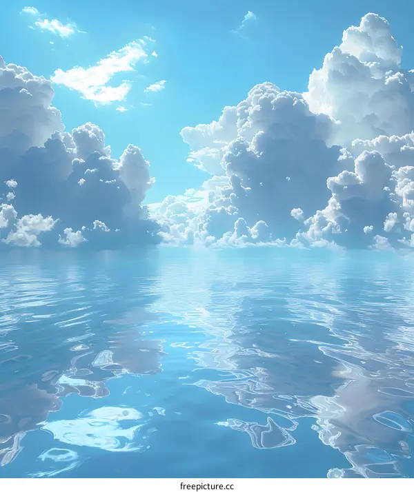 Blue sky, white clouds and the vast sea