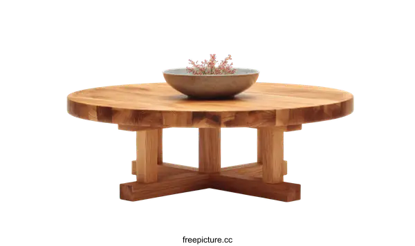 [Transparent Background PNG]Modern Wooden Round Coffee Table Design