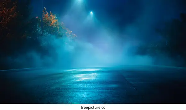 Mysterious Foggy Night Road at Dusk