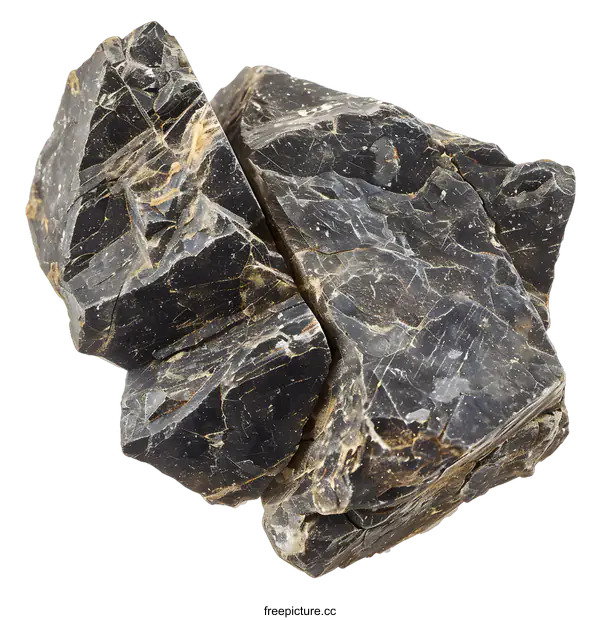 [Transparent Background PNG]Black Rock Texture Closeup Isolated On White Background