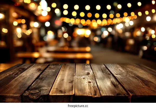 Night Market Wooden Table Top Background