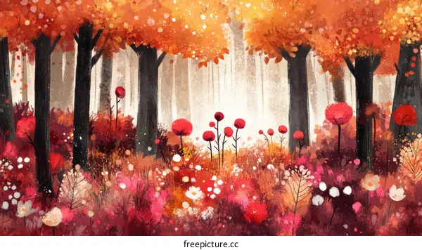 Autumn Forest Illustration with Vivid Colors