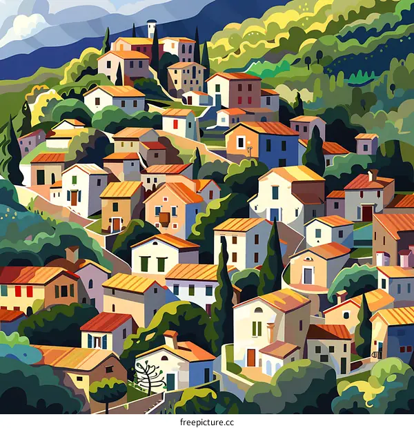Colorful Houses in the Mountains