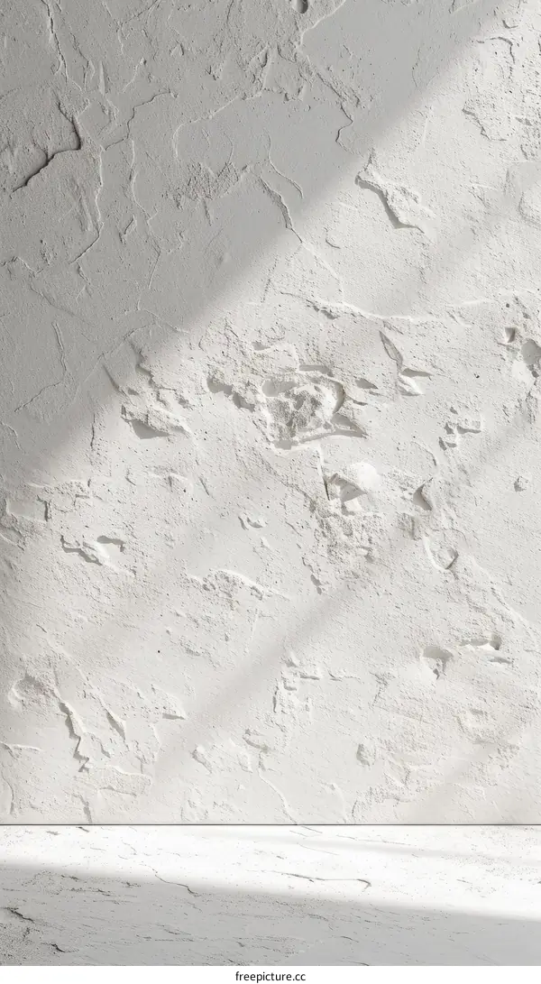 3D rendering of a concrete wall with sunlight and shadows