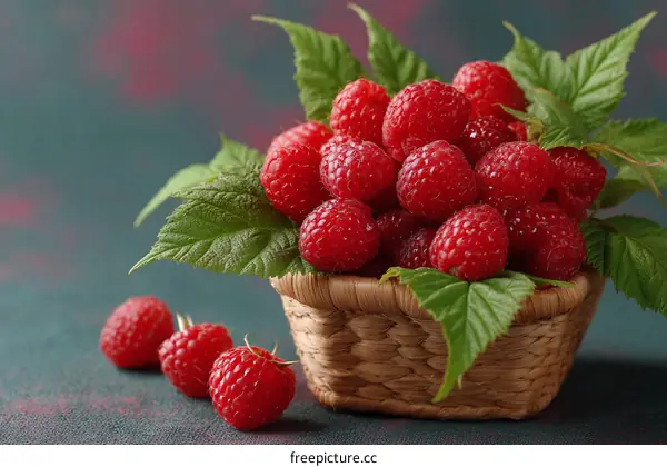 Delicious Raspberries in a Basket