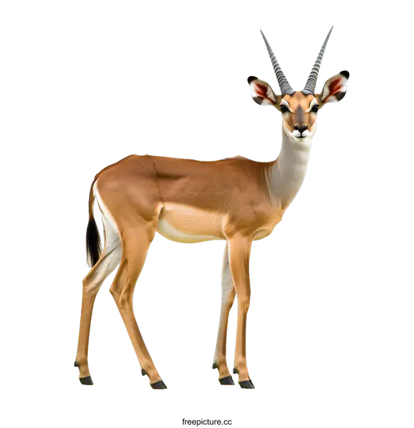 [Transparent Background PNG]Brown Impala Antelope Standing on White Background