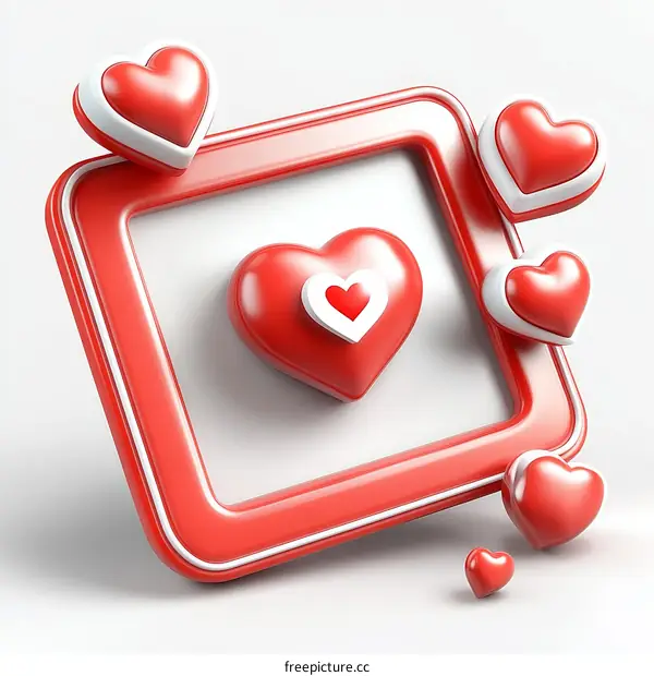 Red Heart Shaped Decorations in a Picture Frame
