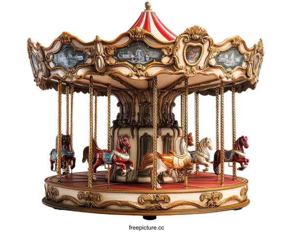 [Transparent Background PNG]Vintage Carousel with Decorative Details