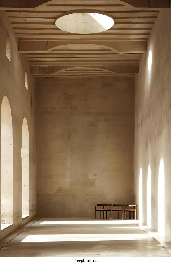 Stone Walls and Sunlight in an Empty Room