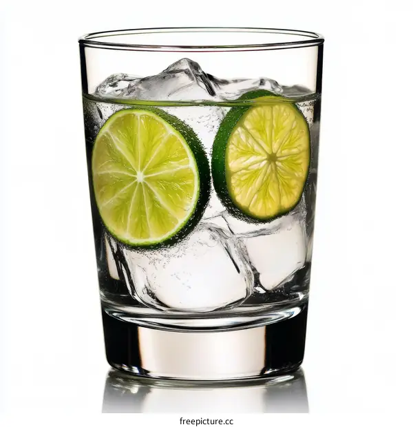 Refreshing Lime and Ice Drink in Glass