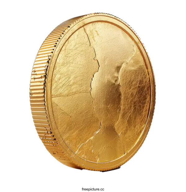 [Transparent Background PNG]A gold coin isolated on white background