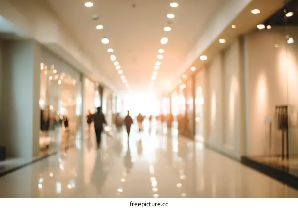 Blurred Shopping Mall Interior with People