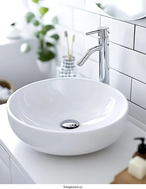 Modern Minimalist Bathroom Sink and Faucet