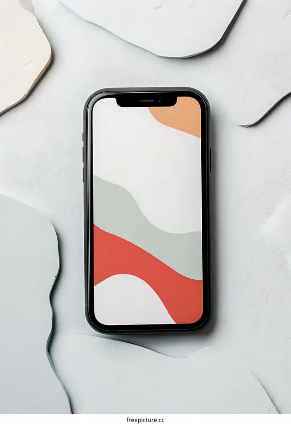 Abstract Phone Wallpaper with Wavy Lines in Minimalist Style