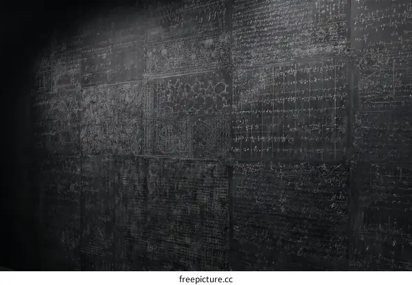 Abstract Dark Wall with Scribbled Notes