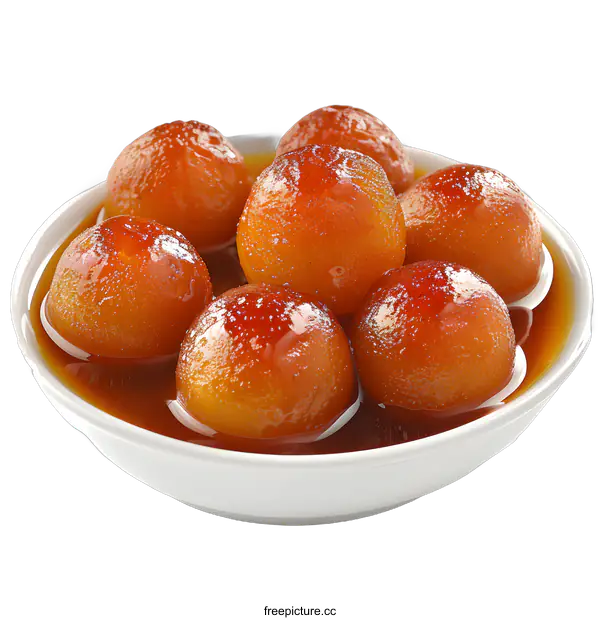 [Transparent Background PNG]Gulab jamun in white bowl