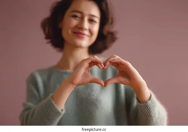 Woman Making Heart Shape with Hands