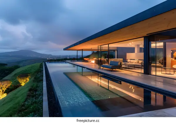 Modern House with Infinity Pool and Mountain View