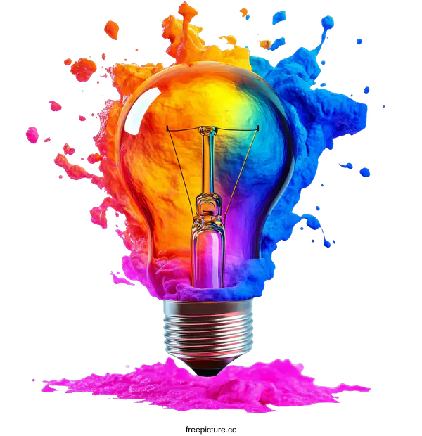 [Transparent Background PNG]Colorful Idea Lightbulb Illustration