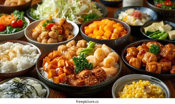 A delicious and healthy meal with a variety of dishes