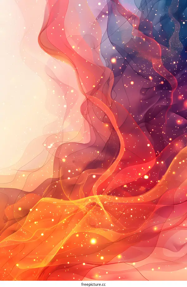 Abstract painting with red and pink colors