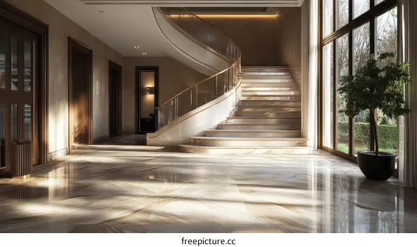 Luxury Interior Design of a Grand Staircase Hallway