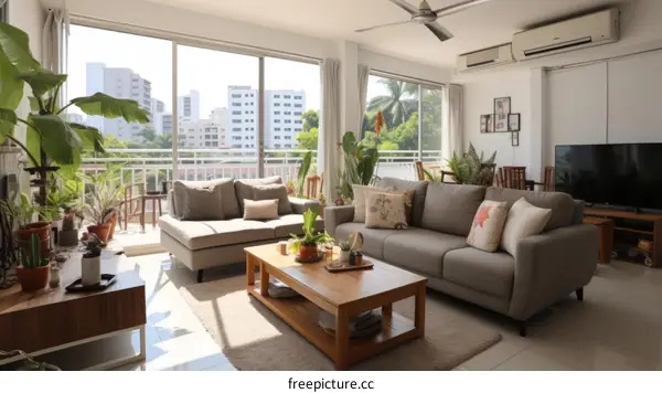 Bright and Airy Living Room With Plants