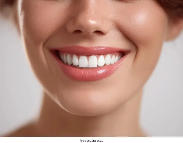 Closeup Beautiful Woman Smile Perfect Teeth
