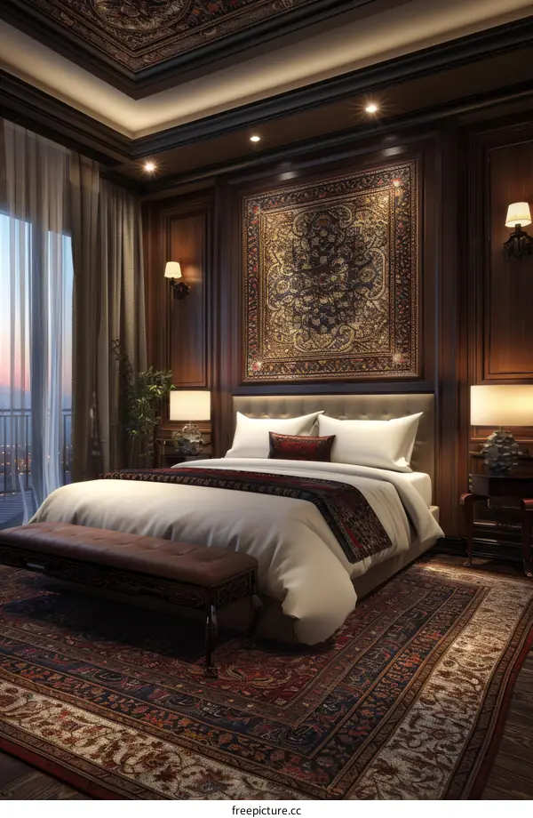 Luxury Bedroom Interior Design with Exquisite Rug