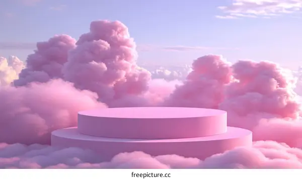 Pink Cloud Podium Display Illustration