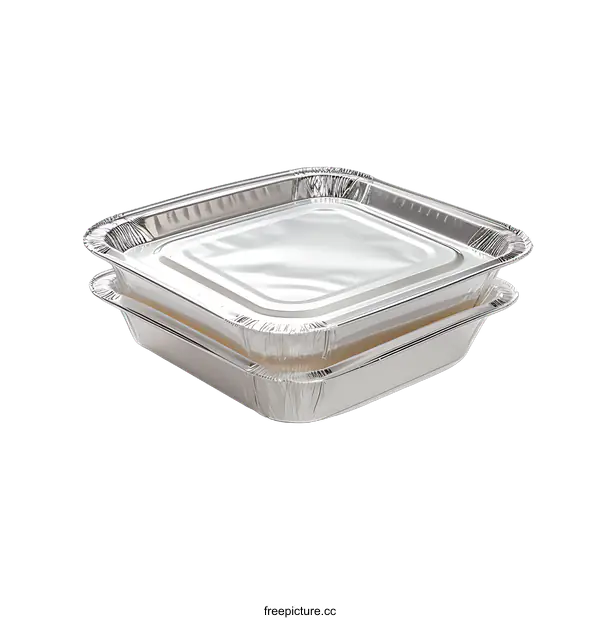 [Transparent Background PNG]Silver Aluminum Foil Food Container with Lid