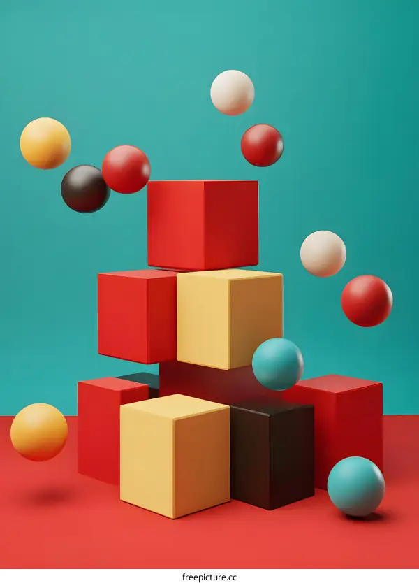 Abstract 3D Minimalist Colorful Geometric Shapes Background