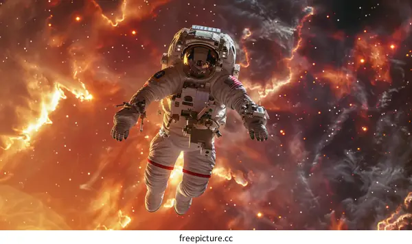 Astronaut in a spacesuit floating in the vastness of space