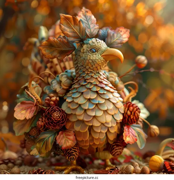 Thanksgiving Turkey Leaf and Flower Art