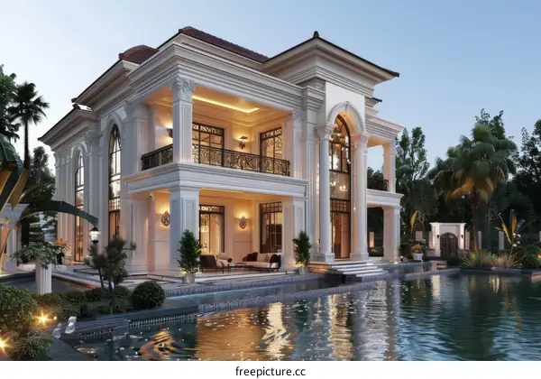 Luxury Mansion Exterior Design with Pool