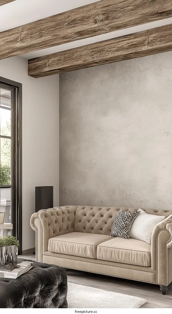 Modern Beige Sofa in a Stylish Living Room