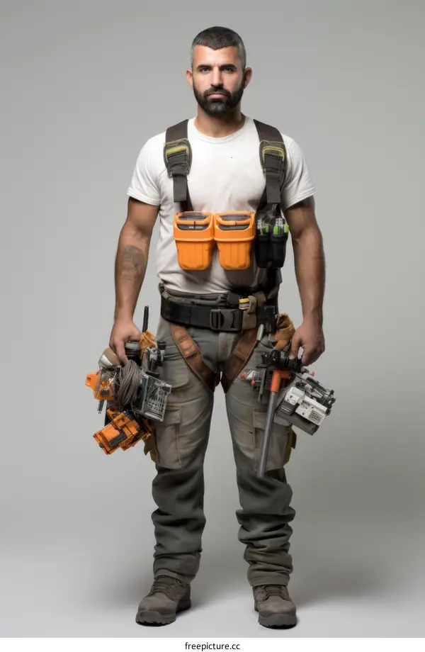 Construction worker with tools