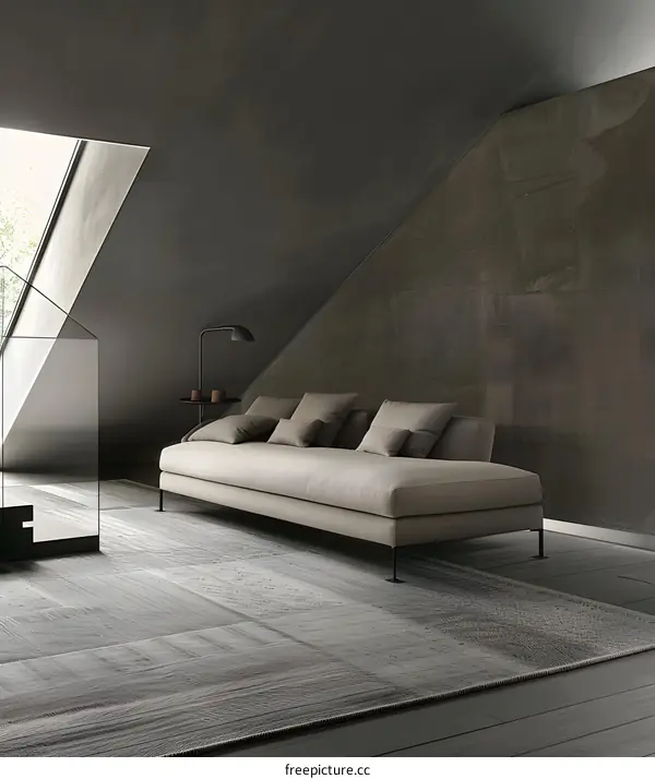 Modern Interior Design with Grey Sofa and Rug