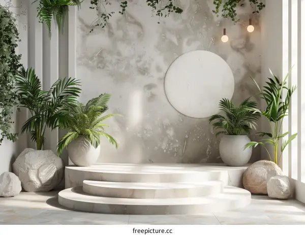Modern Minimalist Plant Display Interior Scene