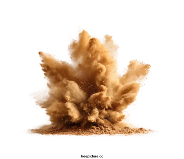 [Transparent Background PNG]Explosive Sand Dust Cloud Burst Isolated on White Background