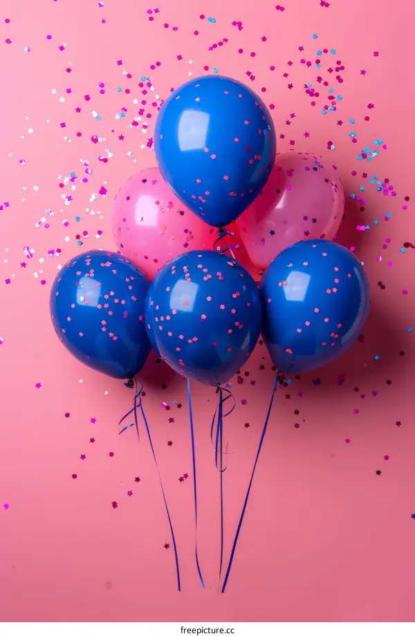 Pink and Blue Balloons on Pink