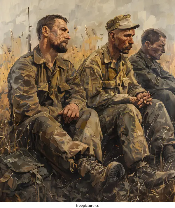 Three soldiers in the field