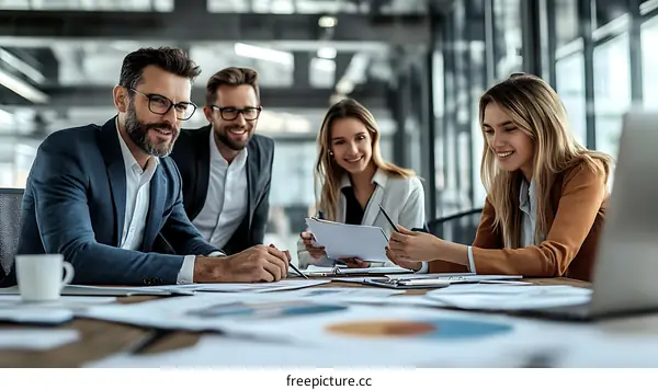 Business Team Meeting in Modern Office